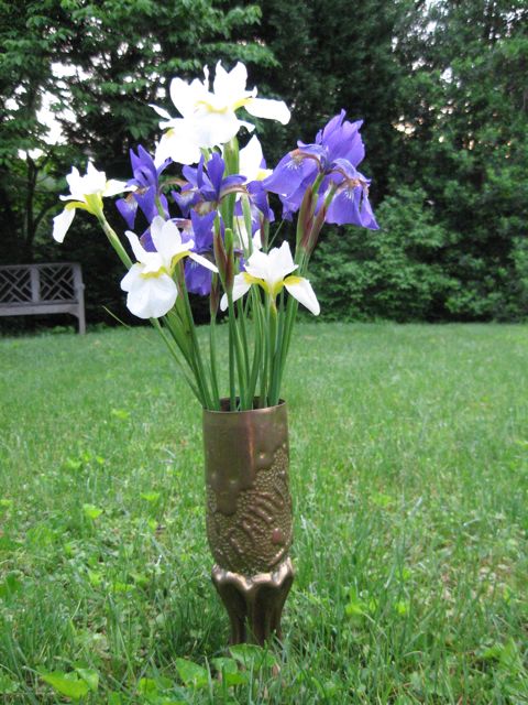 Memorial Day 2009  Siberian Iris in Trench Art Vase