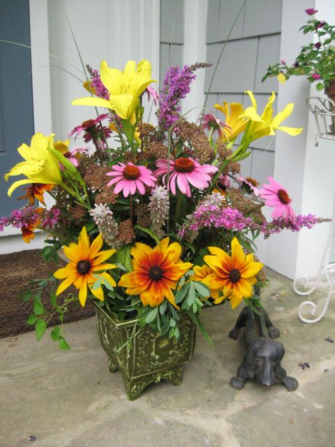 Cone Flower and Lily Arrangement